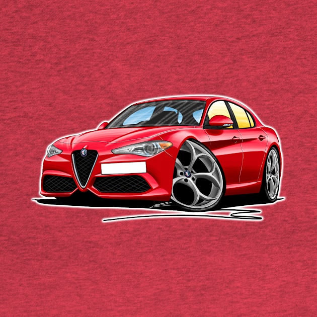 Alfa Romeo Giulia Red - Car Caricature by y30man5